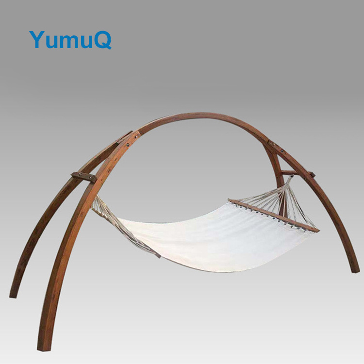 YumuQ Portable Canvas Outdoor Camping Teak Wood Canyon Patio Hammock With Stand Swing Chair Canopy