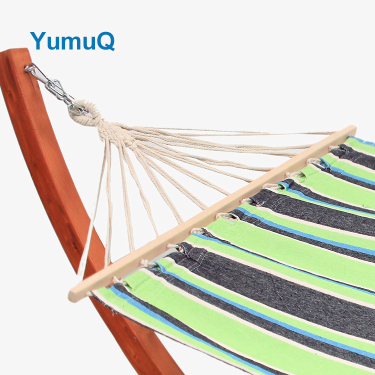 YumuQ 2 Person Garden Best Folding Rocking Curved Larch Wooden Swing Hammock Chair With Stand