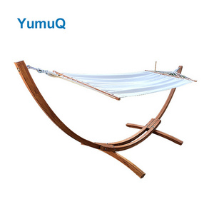 YumuQ 2 Person Garden Best Folding Rocking Curved Larch Wooden Swing Hammock Chair With Stand