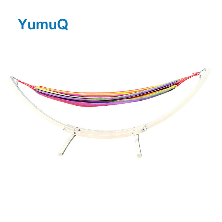 YumuQ 2 Person Garden Best Folding Rocking Curved Larch Wooden Swing Hammock Chair With Stand