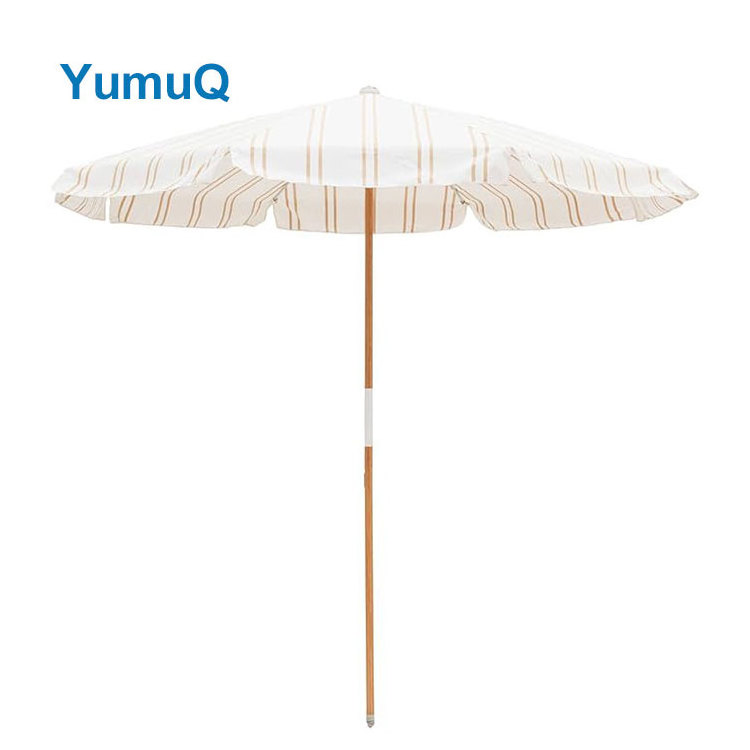 YumuQ Foldable Outdoor Fiberglass Garden Waterproof Rotatable Fringed Beach Fishing Sunshade Umbrella