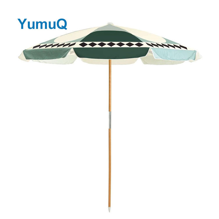 YumuQ Foldable Outdoor Fiberglass Garden Waterproof Rotatable Fringed Beach Fishing Sunshade Umbrella