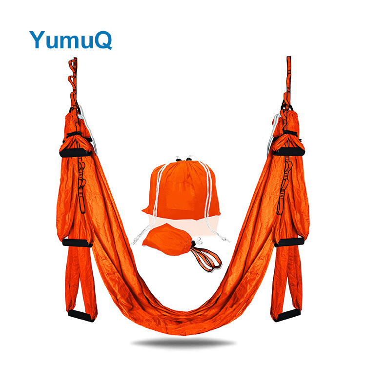 YumuQ New Parachute Indoor Inversion Portable Premium Nylon Fabric Aerial Yoga Swing Hammock Set