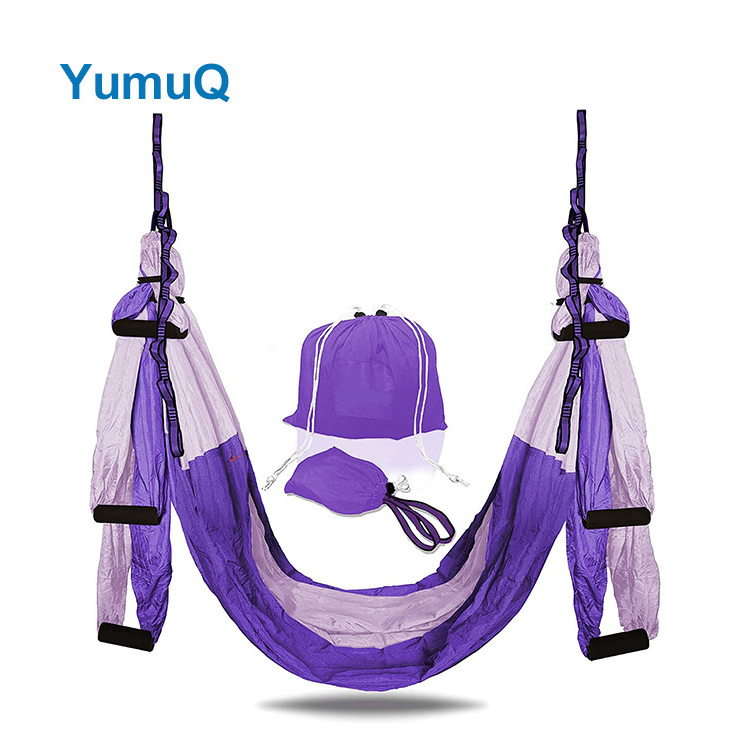 YumuQ New Parachute Indoor Inversion Portable Premium Nylon Fabric Aerial Yoga Swing Hammock Set