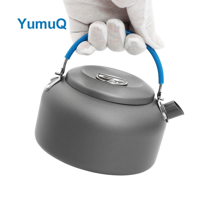 YumuQ 0.8L 1L Mini Aluminum Alloy Anodized Outdoor Camping Cooking Foldable Water Tea Kettle Coffee Pot