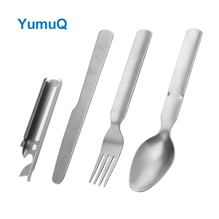 YumuQ Wholesale High Quality Fork Knife And Spoon Stainless Steel Camping Cutlery Kitchen Utensils Set With Bag