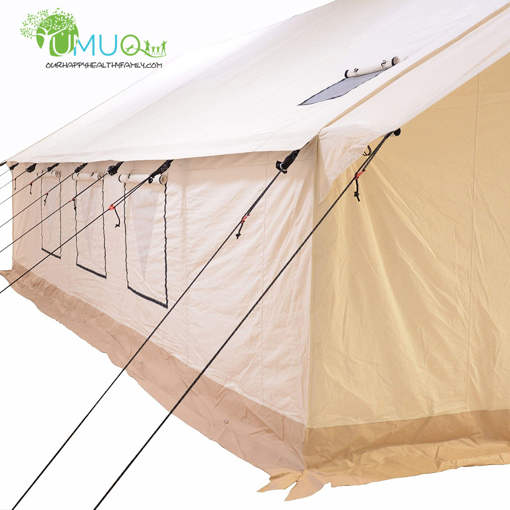 Yumuq Glamping Canvas Fire Proof 10 Person Wall Tent With Stove, Large Heavy Duty Cotton Luxury Cabin Tent  For Outdoor Camping