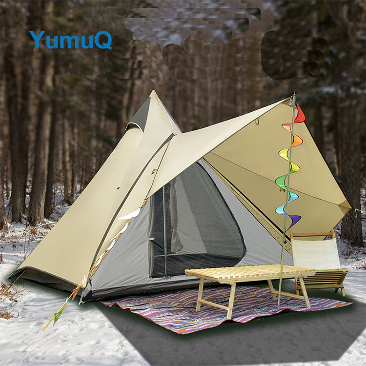 YumuQ 4m Large Adult All Outdoor Tipi Style Mongolian Cone Shape 4 Season Ultralight Camping Bell Tent