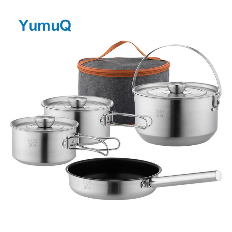 YumuQ Camping Kettle Frying Pan Hiking Outdoor Equipment Kichen Cookware Kit Utensil Sets Outdoor Portable