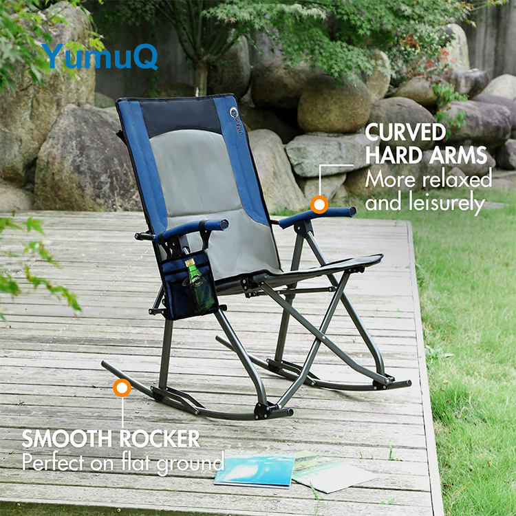 YumuQ Foldable Adjustable Padded Aluminium Swinging  2 in 1 Folding Rocking Camping Rocker Chair