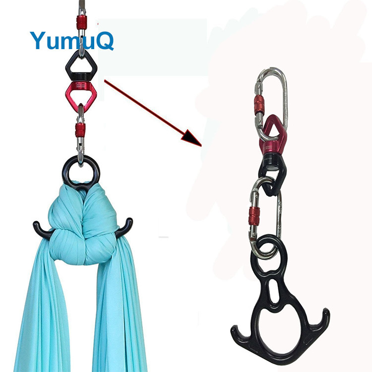 YumuQ Aluminum Alloy Black Yoga Hammock Wall Hook Ceiling Mount Brackets Anchor Fitness Carabiner Clip For Rope