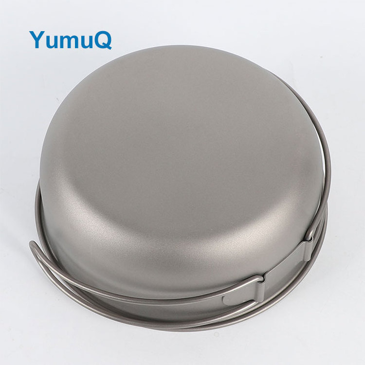 YumuQ 250ml 750ml 900ml 1100ml 1600ml Ultralight Titanium Camping Cookware Pot With Pan Set With Bail Handle