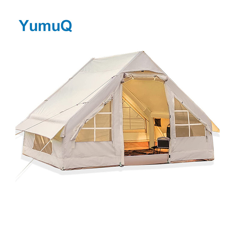 2023 Hot Sale Low Price 2-4 Person 12 Sqm 150d Oxford 2 Bedroom Camping Glamping Air Inflatable Tent