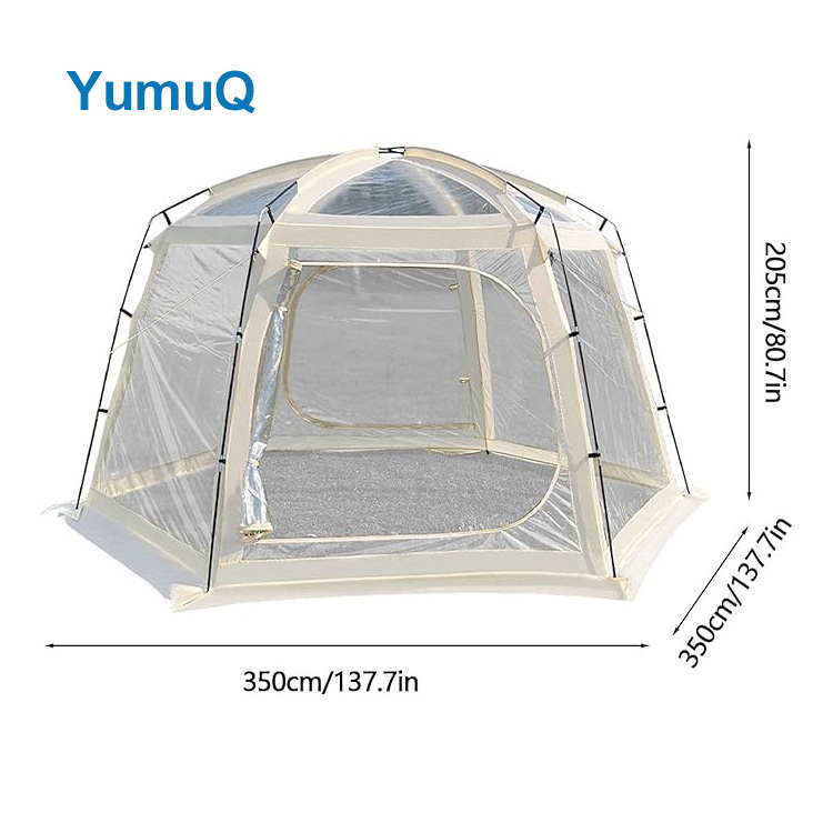 YumuQ High Quality 360 Projection Camping Hexagonal Screen House Bubble Dome Transparent Gazabo Clear Hub Tent