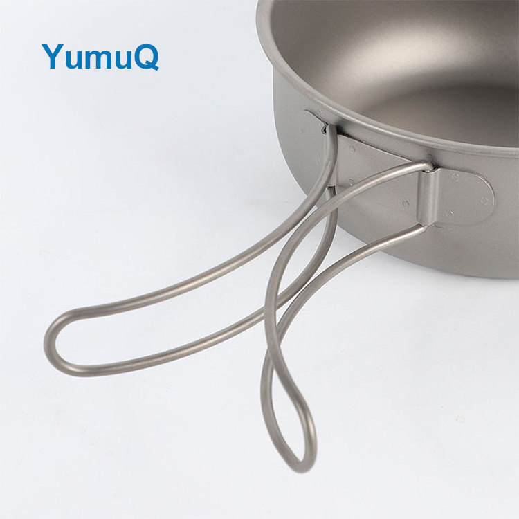 YumuQ 250ml 750ml 900ml 1100ml 1600ml Ultralight Titanium Camping Cookware Pot With Pan Set With Bail Handle