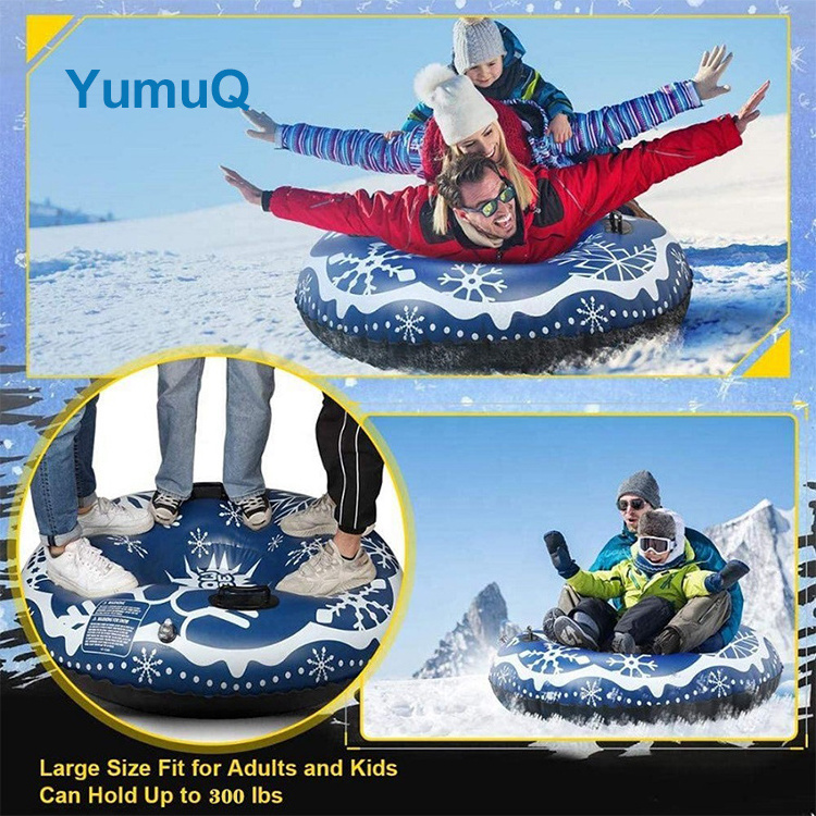 YumuQ Children Adult Hard Plastic Bottom Colorful Durable Snow Ski Toys Inflatable Sledge Tube