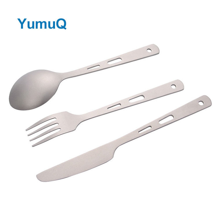 YumuQ Ultralight Lightweight Outdoor Camping Portable Utensil Cooking Pure Titanium Cookware Cutlery Sets