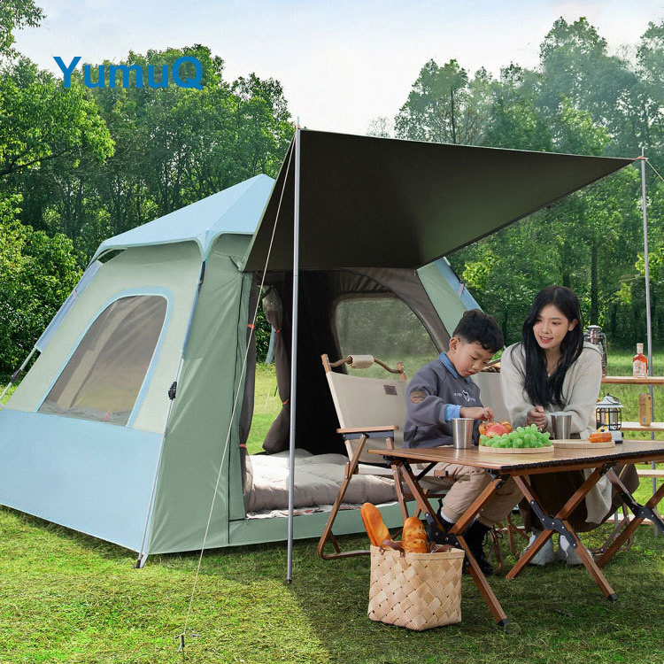 YumuQ 6 8 12 person Outdoor automatic Quick Open Rod Travel sunshade Folding aluminium tent Camping