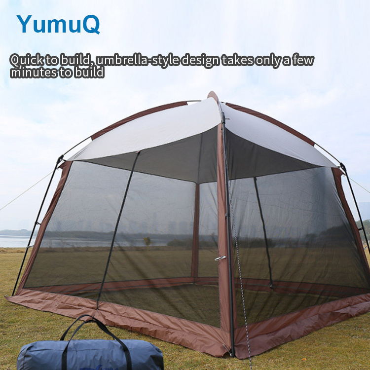 YumuQ Custom Cheap Fast Popup Instant Outdoor Camping 4 Person Mesh 6x6 Screen House Room Dome Tent For Camper