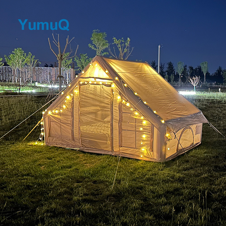 2023 Hot Sale Low Price 2-4 Person 12 Sqm 150d Oxford 2 Bedroom Camping Glamping Air Inflatable Tent