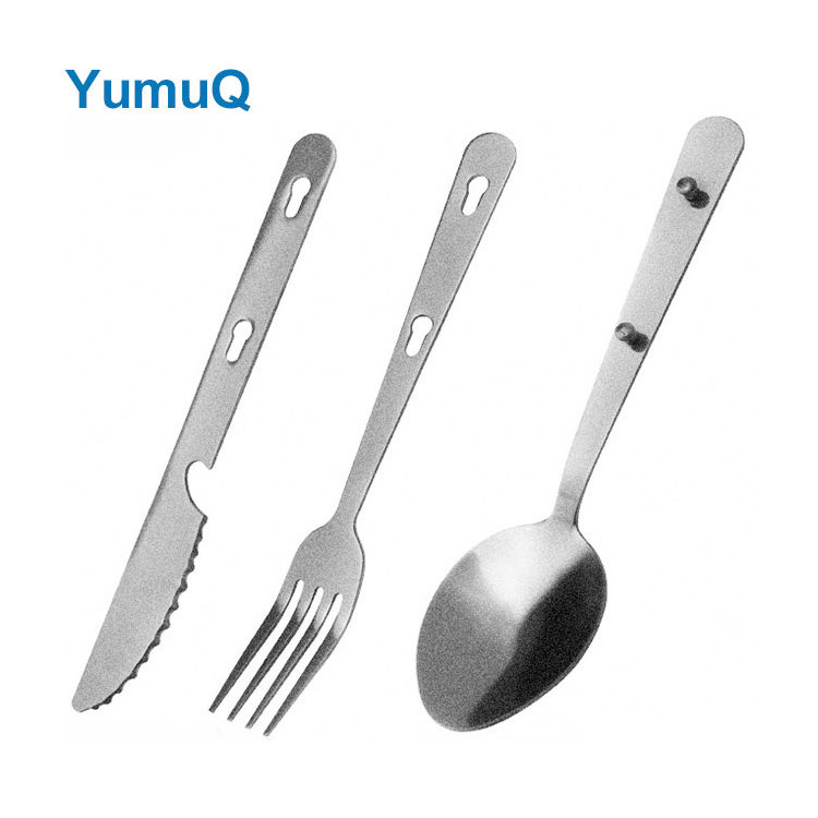 YumuQ Multifunctional Outdoor Camping Spoon Kitchen Utensils Cutlery Set Stainless Steel Cooking Tools