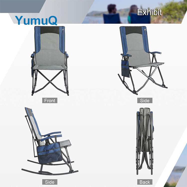 YumuQ Foldable Adjustable Padded Aluminium Swinging  2 in 1 Folding Rocking Camping Rocker Chair