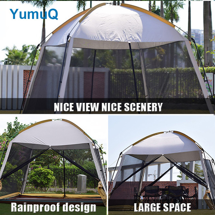 YumuQ Custom Cheap Fast Popup Instant Outdoor Camping 4 Person Mesh 6x6 Screen House Room Dome Tent For Camper