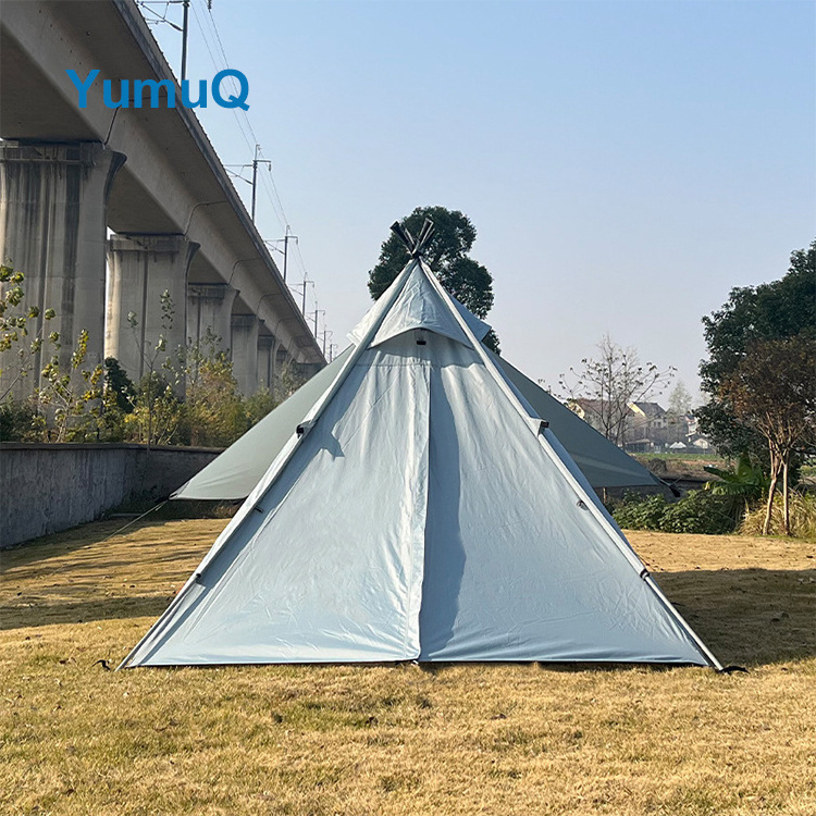 YumuQ 10 12 Person Waterproof Luxury Adult Family Indian Tipi Family Cone Shape Camping Tent Village