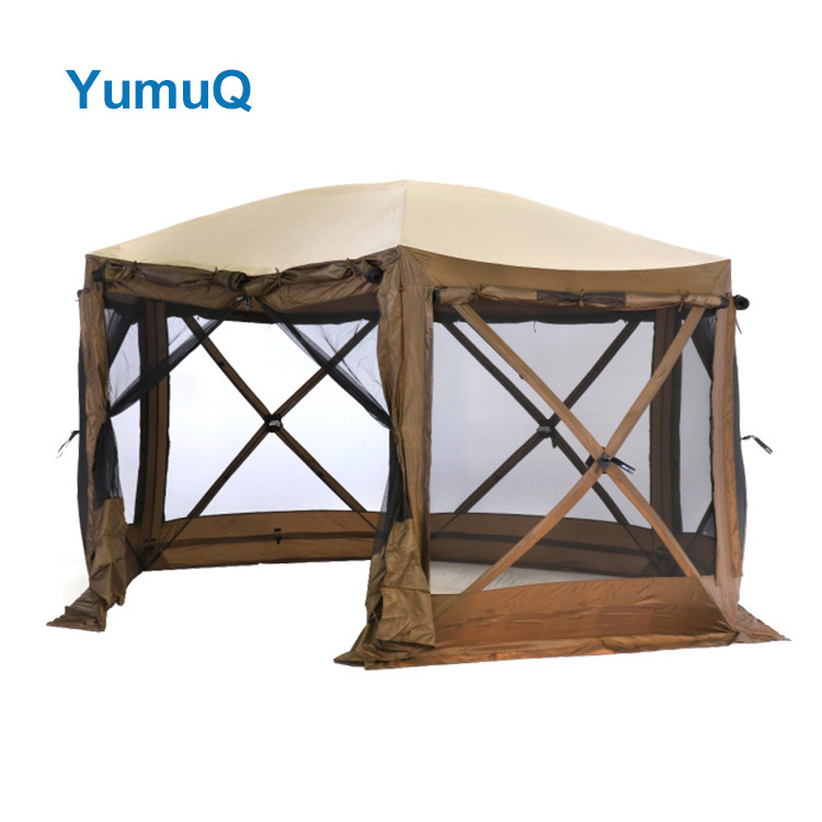 YumuQ 210D Poly-Oxford Gazebo 360 Projector Camping Mesh Screen Room Mosquito Net Sun Wind Shelter Hub Tent