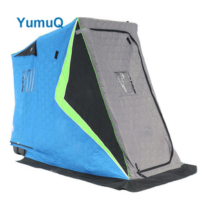 YumuQ 230cm 91" Winter Outdoor Windproof Ice Shelter Fishing Tent, Thickened Insulation Fishing Tents On Sled For 1 Person