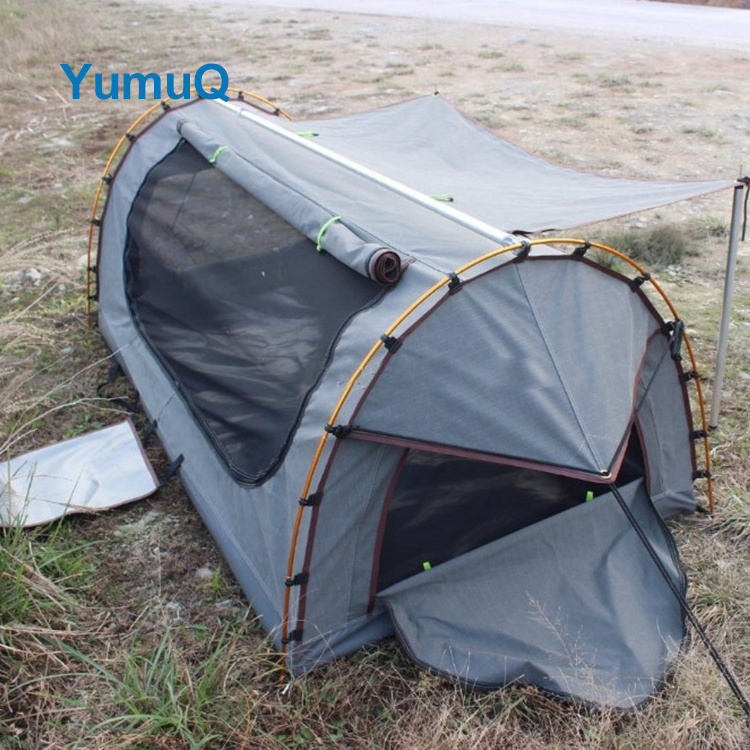 YumuQ Custom High Quality Australian Canvas Single Camping Waterproof Off Ground Swag Tents With Strong Net