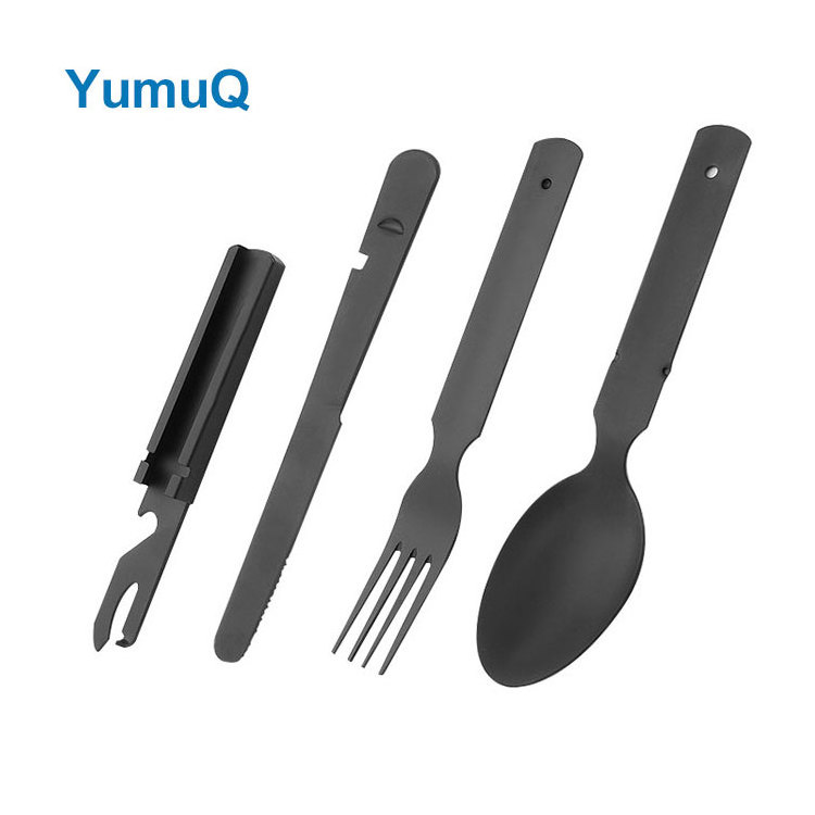 YumuQ Wholesale High Quality Fork Knife And Spoon Stainless Steel Camping Cutlery Kitchen Utensils Set With Bag