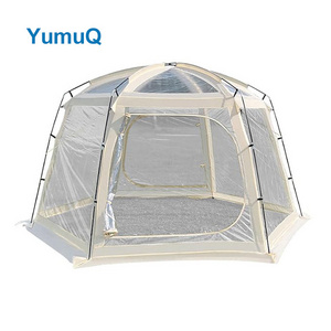 YumuQ High Quality 360 Projection Camping Hexagonal Screen House Bubble Dome Transparent Gazabo Clear Hub Tent