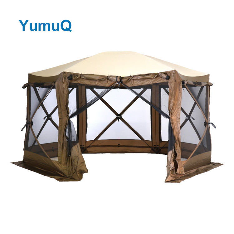 YumuQ 210D Poly-Oxford Gazebo 360 Projector Camping Mesh Screen Room Mosquito Net Sun Wind Shelter Hub Tent