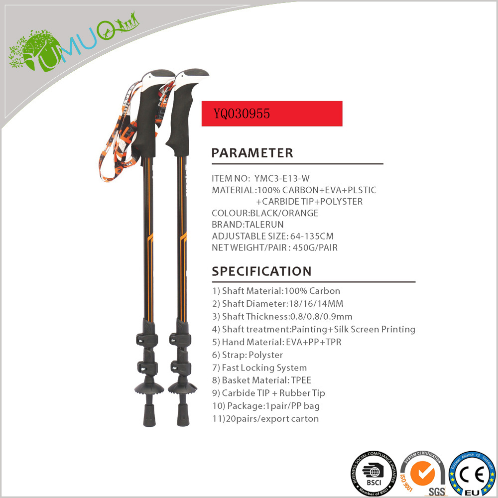 YumuQ Foldable Trekking Pole Nordic Walking Stick-Telescopic Hiking Pole with Flip Lock