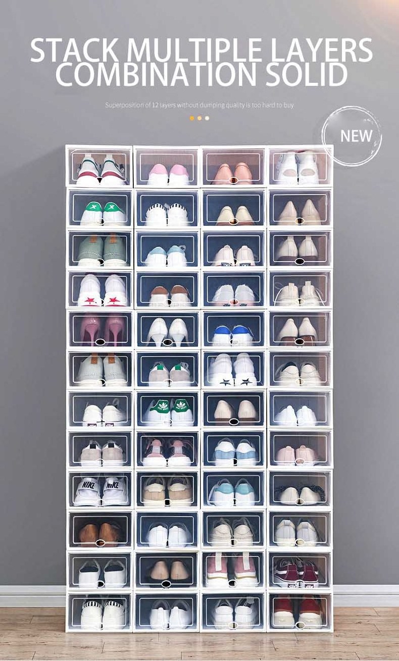 Thickened plastic shoebox storage box Transparent shoe storage anti-oxidation clamshell shoe cabinet shoe rack storage