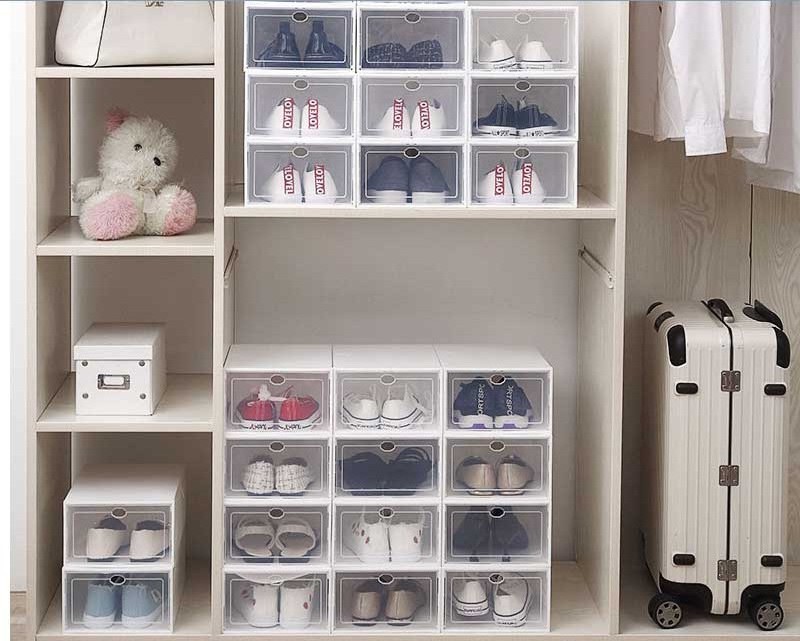 Thickened plastic shoebox storage box Transparent shoe storage anti-oxidation clamshell shoe cabinet shoe rack storage