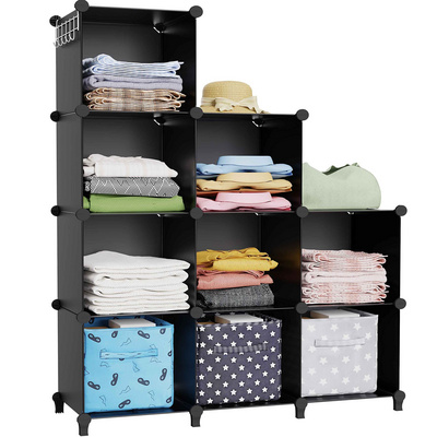 Bedroom Armoire Clothes Storage Organizer Wardrobe Closet Diy Folding Portable Plastic Cube Wardrobe Cabinet With Doors