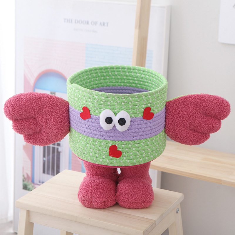 Cute Cartoon Cotton Rope Storage Basket Fabric Desktop Storage for Entry Key Cosmetics Sundries for Kitchen and Bathroom Use