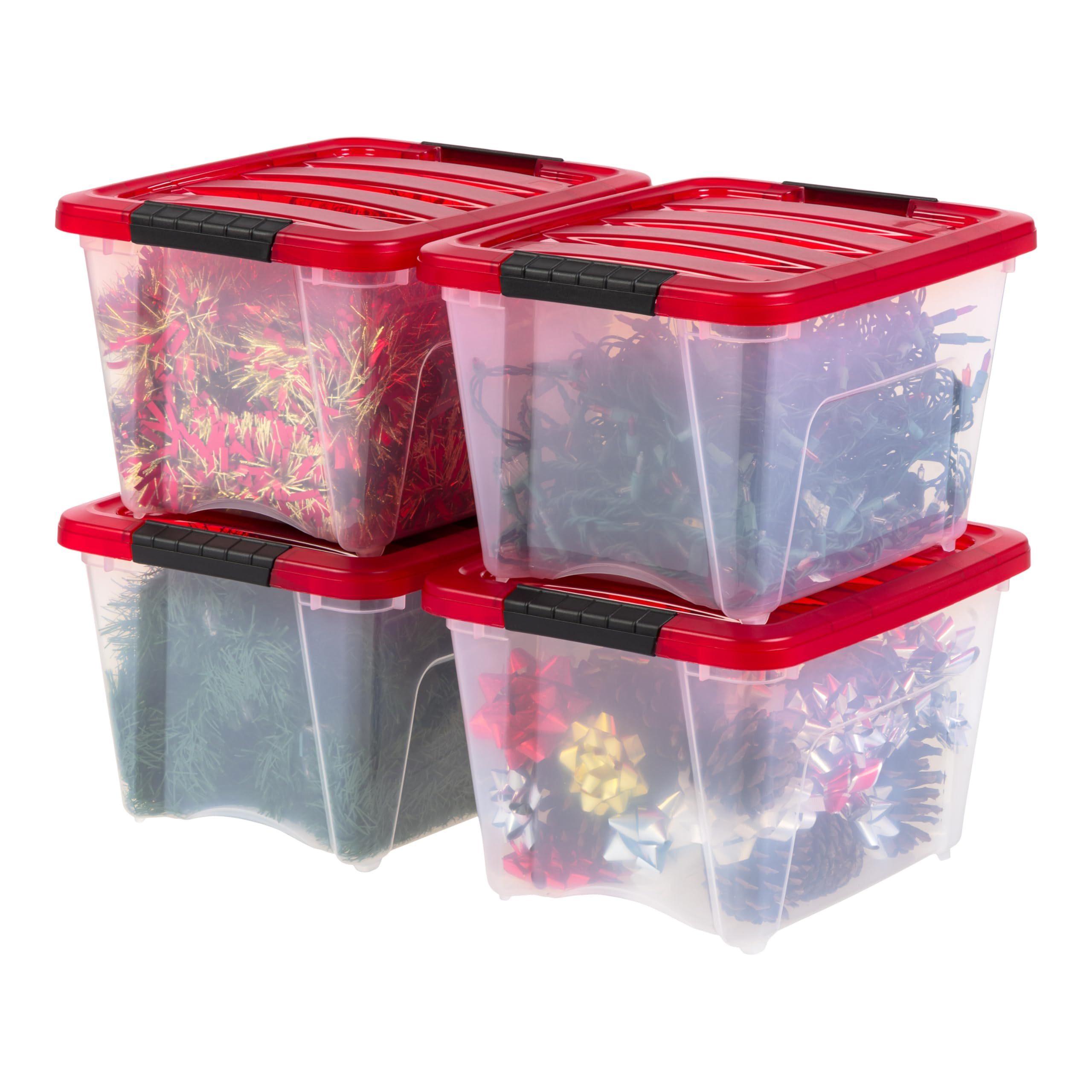 Large Clear View Plastic Storage Bin with Lid and Secure Latching Buckles