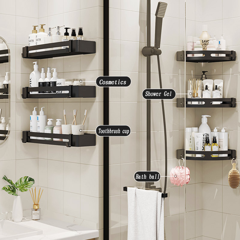 Wall Shelves Free Aluminum Shelving Wall Hanger Corner Aluminum Shelf Organize Wall Mounted Shower Shelving Accessories