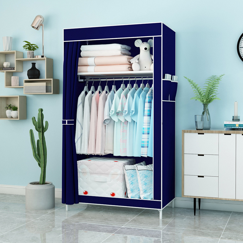 Closet Organizer Wardrobe Clothes Storage Shelves Non-woven Fabric Cover With Side Pockets