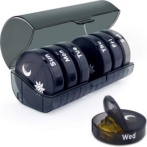 Seven-day circular moisture-proof 14-cell pill box Portable can be split a week morning and evening divided plastic pill box