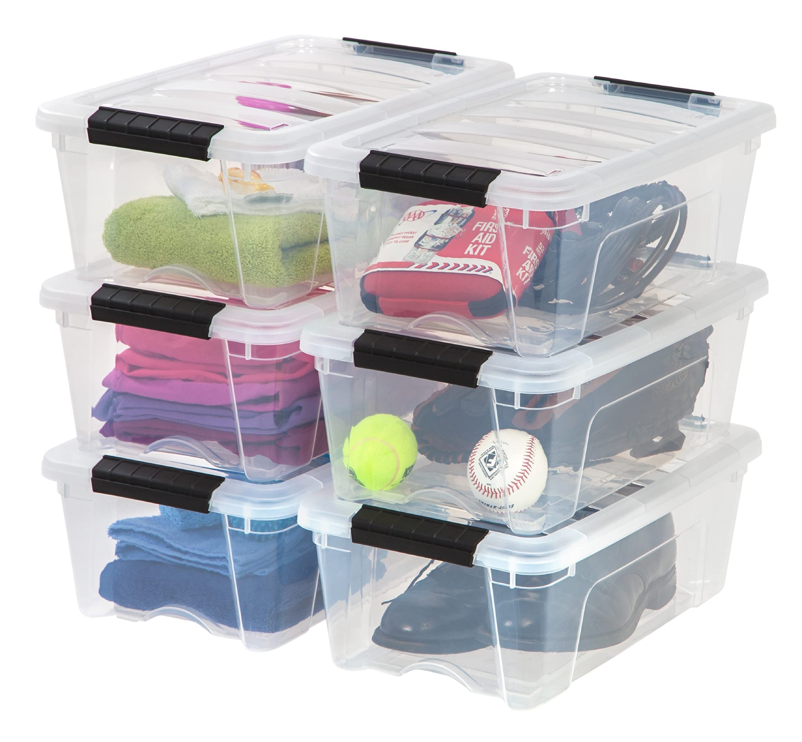 Large Clear View Plastic Storage Bin with Lid and Secure Latching Buckles