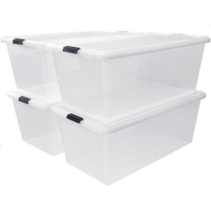 Large Clear View Plastic Storage Bin with Lid and Secure Latching Buckles