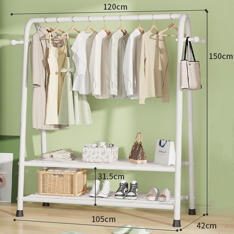 Garment Clothing Rack Hanger Organizer With Shelves Metal Coat Rack