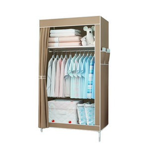 Closet Organizer Wardrobe Clothes Storage Shelves Non-woven Fabric Cover With Side Pockets