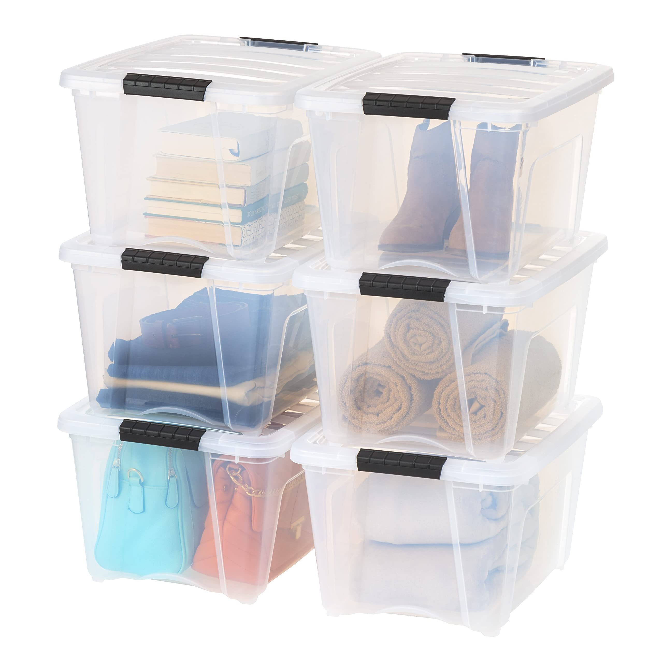 Large Clear View Plastic Storage Bin with Lid and Secure Latching Buckles