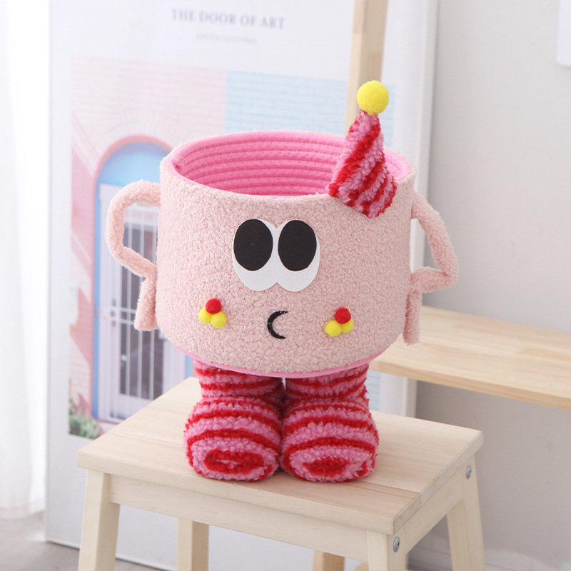 Cute Cartoon Cotton Rope Storage Basket Fabric Desktop Storage for Entry Key Cosmetics Sundries for Kitchen and Bathroom Use