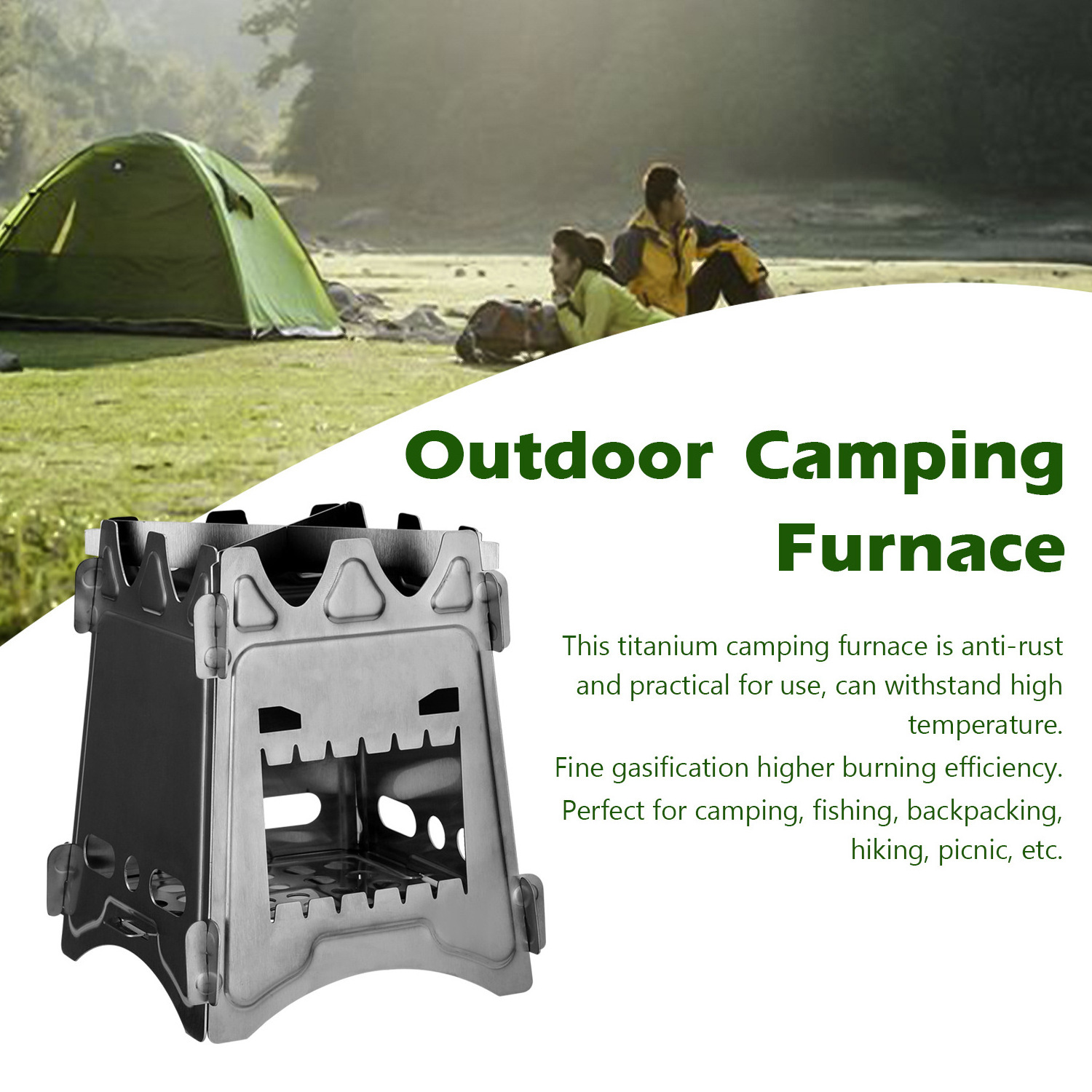 Campro Mini Stainless Steel Backpacking Cook Stove Wood Burning Camping Wood Stove For Picnic Camp Hiking